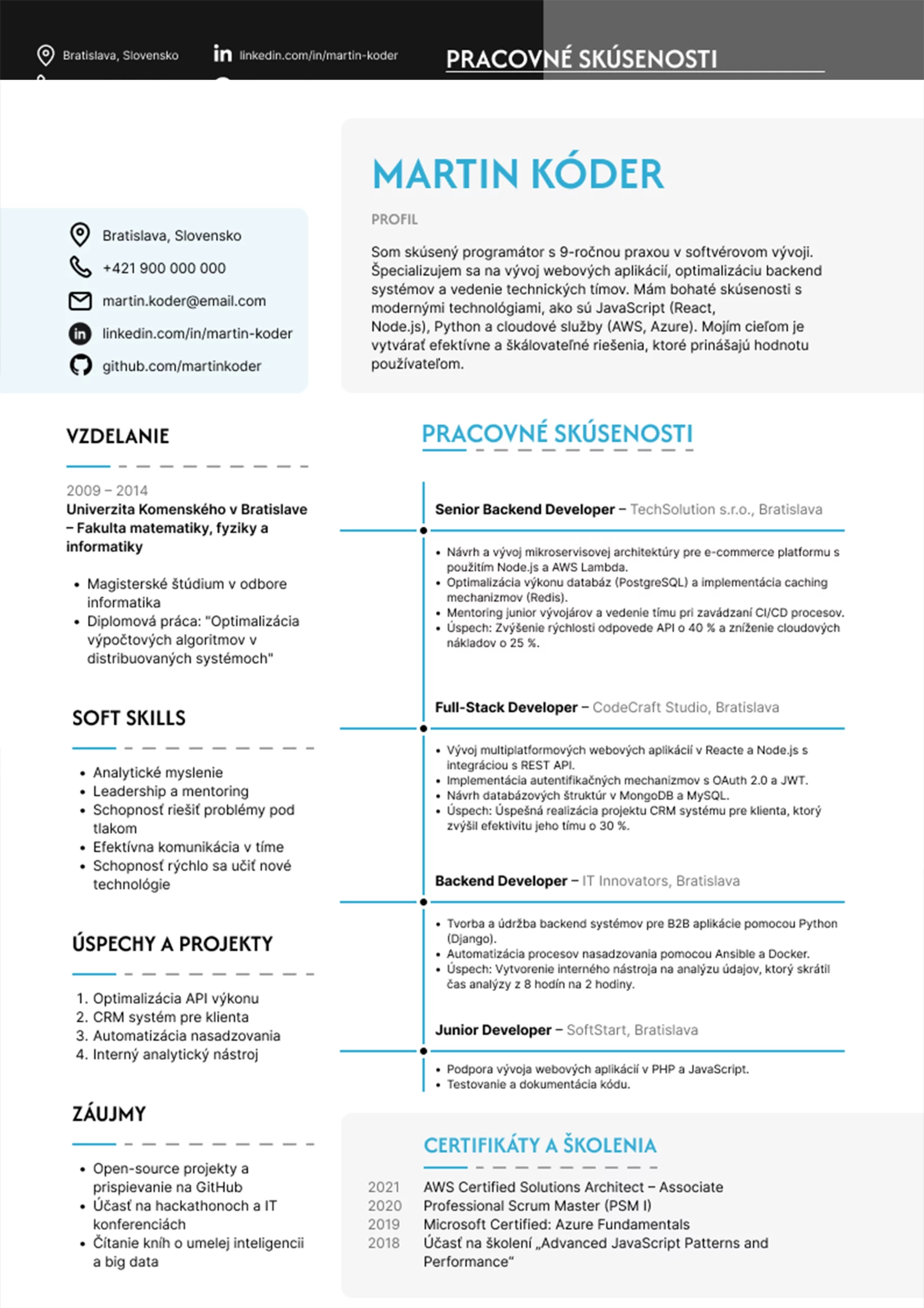 Štruktúrovaný IT životopis je najobľúbenejší