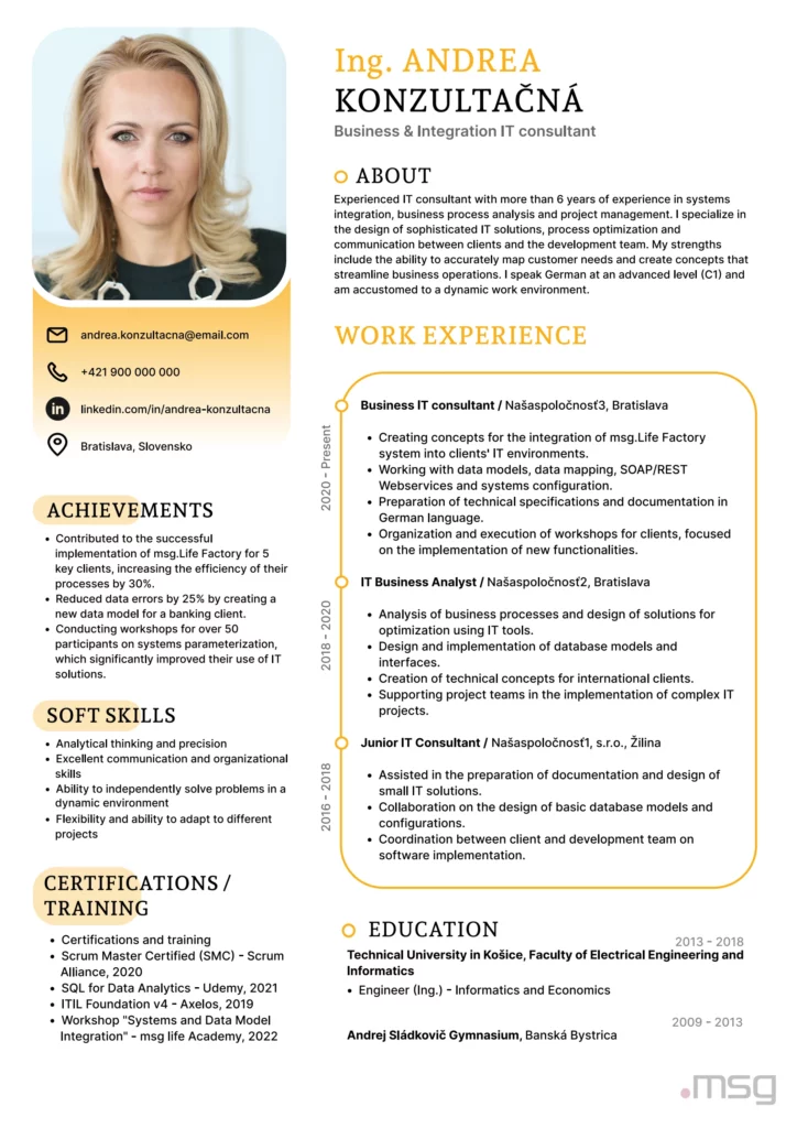 Vzor kombinovaného CV v anglickom jazyku – msg life Slovakia Vzor kombinovaného CV v anglickom jazyku