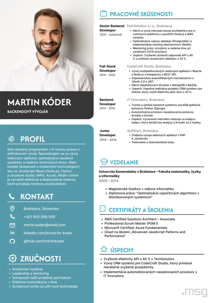 Vzor kombinovaného životopisu